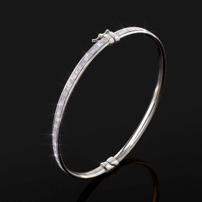 Sparkle Bangle Bracelet-(Sterling Silver)